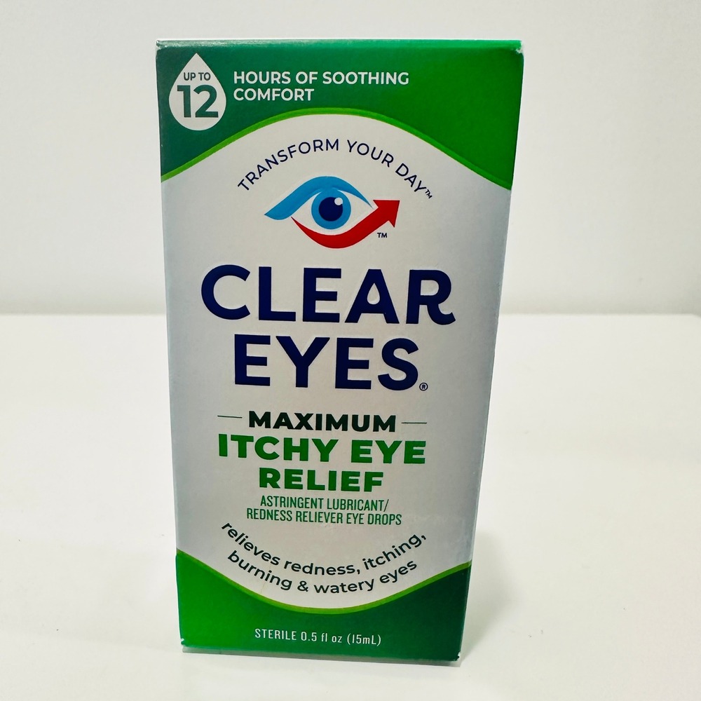 Clear Eyes Maximum Itchy Eye Relief Redness Reliever Drops 0.5 fl oz Exp 04/2028